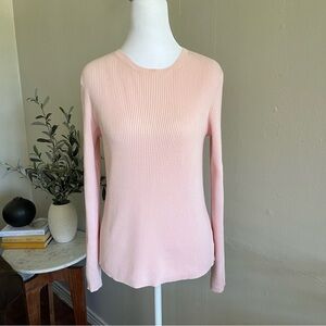 Vintage Eddie Bauer Womens M Light Pink Ribbed Knit Crewneck Sweater Coquette
